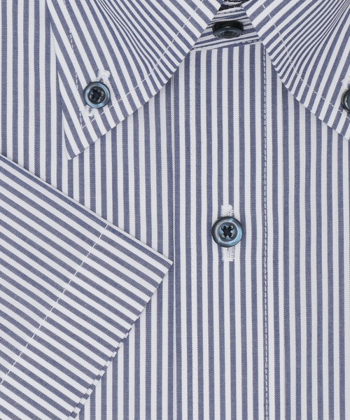 TOKYO SHIRTS(トウキョウシャツ)の「【吸水速乾】 形態安定ノンアイロン ボタンダウン 半袖ビジネスワイシャツ(ビジネスシャツ・メンズ・ネイビー・首回り39cm/首回り41cm/首回り42cm/首回り43cm/首回り37cm)」の3枚目の写真