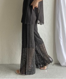 She's Closet（シーズクローゼット）の「【低身長向けサイズあり】クロシェ透かし編みストレートニットパンツ/イージーパンツ（その他パンツ・レディース）」