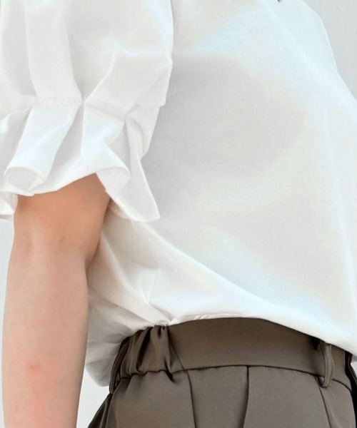 shoppinggo(ショッピングゴー)の「夏服Tシャツ パフスリーブトップス レディース(Tシャツ/カットソー・レディース・ホワイト/ブラック・M/L)」の9枚目の写真