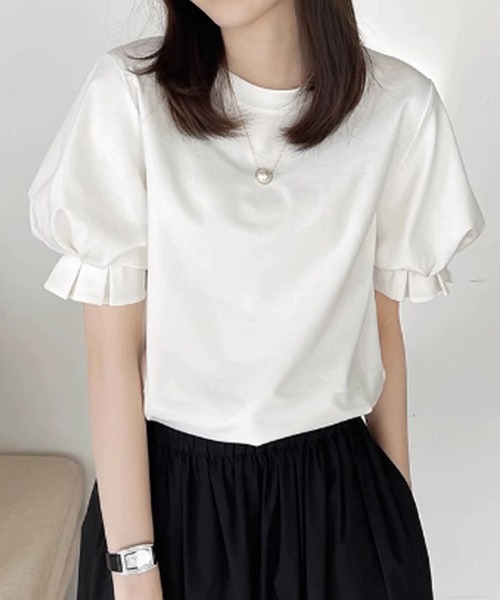 shoppinggo(ショッピングゴー)の「夏服Tシャツ パフスリーブトップス レディース(Tシャツ/カットソー・レディース・ホワイト/ブラック・M/L)」の12枚目の写真