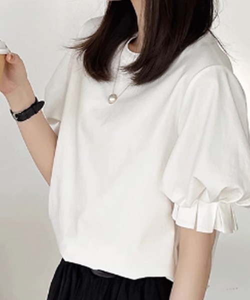 shoppinggo(ショッピングゴー)の「夏服Tシャツ パフスリーブトップス レディース(Tシャツ/カットソー・レディース・ホワイト/ブラック・M/L)」の13枚目の写真