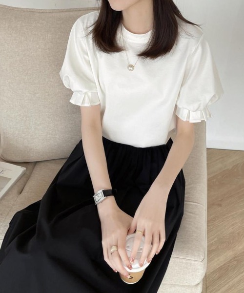 shoppinggo(ショッピングゴー)の「夏服Tシャツ パフスリーブトップス レディース(Tシャツ/カットソー・レディース・ホワイト/ブラック・M/L)」の14枚目の写真