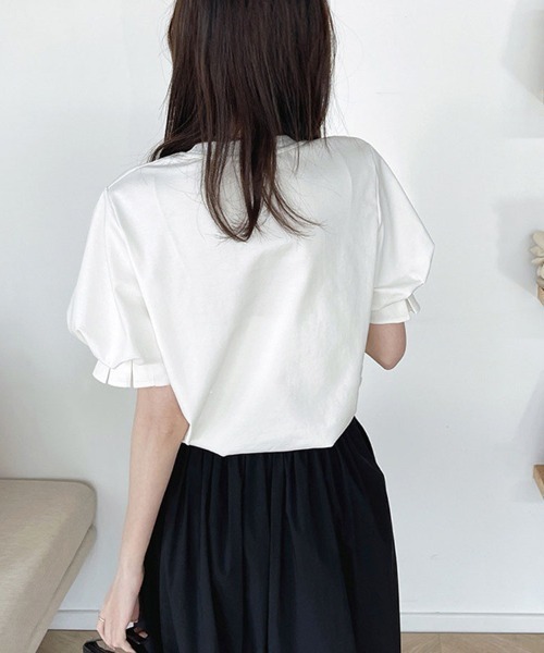 shoppinggo(ショッピングゴー)の「夏服Tシャツ パフスリーブトップス レディース(Tシャツ/カットソー・レディース・ホワイト/ブラック・M/L)」の15枚目の写真