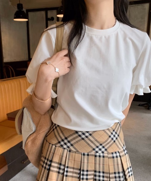 shoppinggo(ショッピングゴー)の「夏服Tシャツ パフスリーブトップス レディース(Tシャツ/カットソー・レディース・ホワイト/ブラック・M/L)」の16枚目の写真