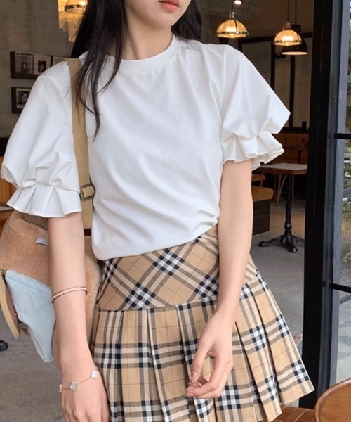 shoppinggo(ショッピングゴー)の「夏服Tシャツ パフスリーブトップス レディース(Tシャツ/カットソー・レディース・ホワイト/ブラック・M/L)」の17枚目の写真
