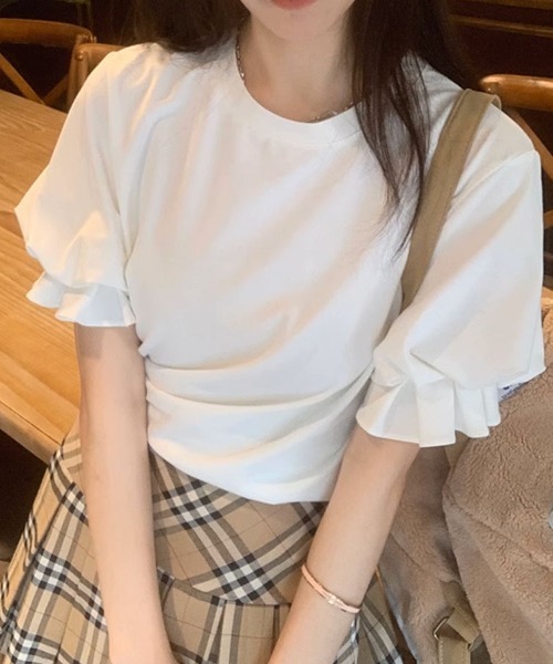 shoppinggo(ショッピングゴー)の「夏服Tシャツ パフスリーブトップス レディース(Tシャツ/カットソー・レディース・ホワイト/ブラック・M/L)」の18枚目の写真