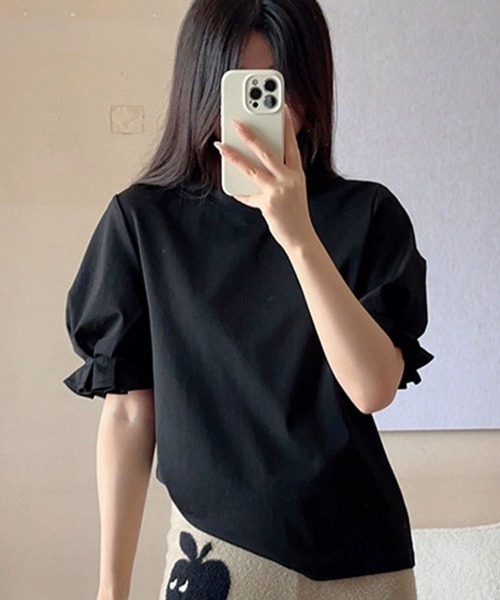 shoppinggo(ショッピングゴー)の「夏服Tシャツ パフスリーブトップス レディース(Tシャツ/カットソー・レディース・ホワイト/ブラック・M/L)」の22枚目の写真