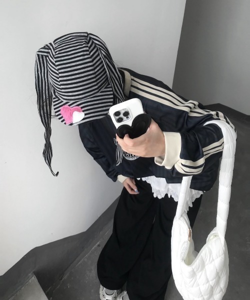 UP START（アップスタート）の「【LAMPOON】うさ耳ボーダーキャップ（キャップ・レディース・ブラック・FREE）」の5枚目の写真