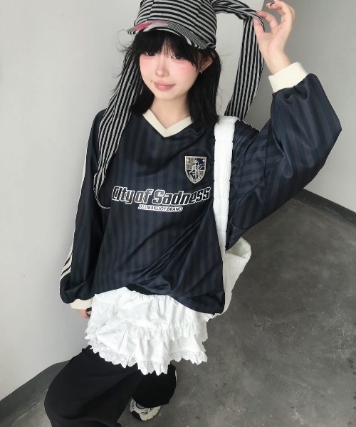 UP START（アップスタート）の「【LAMPOON】うさ耳ボーダーキャップ（キャップ・レディース・ブラック・FREE）」の6枚目の写真