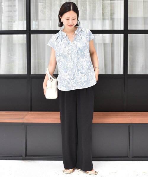 シップス（SHIPS）/〈手洗い可能〉綿 ローン ボタニカル プリント フレンチ スリーブ ブラウス セール】〈手洗い可能〉綿 ローン ボタニカル プリント フレンチ