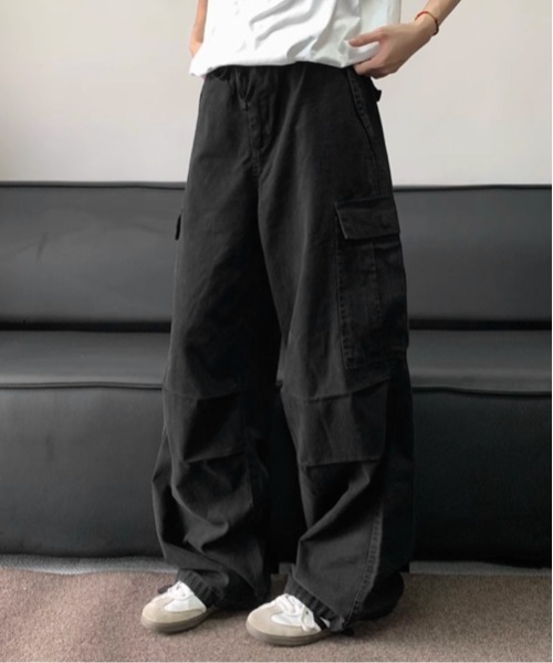 NOWLE（ノウル）の「【NOWLE】ヴィンテージライク ルーズフィット カーゴパンツ（カーゴパンツ・メンズ・グレー/ブラウン/ブラック・LARGE/MEDIUM/X-LARGE/SMALL）」の4枚目の写真