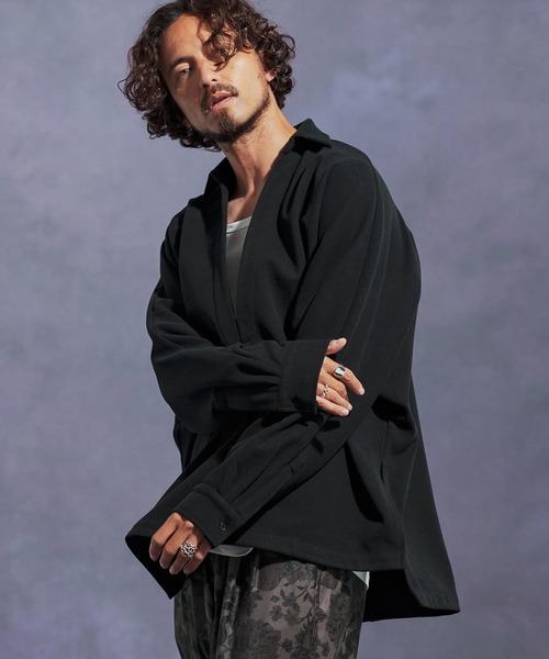 Jih Nunc（ジーヌンク）の「ms6172-ディープスキッパー起毛プルオーバーシャツ（シャツ/ブラウス・メンズ・グレー/ライトベージュ/ブラック・L/M/S）」の4枚目の写真