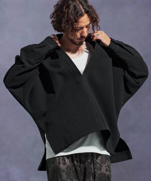 Jih Nunc（ジーヌンク）の「ms6172-ディープスキッパー起毛プルオーバーシャツ（シャツ/ブラウス・メンズ・グレー/ライトベージュ/ブラック・L/M/S）」の5枚目の写真