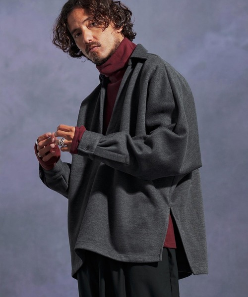 Jih Nunc（ジーヌンク）の「ms6172-ディープスキッパー起毛プルオーバーシャツ（シャツ/ブラウス・メンズ・グレー/ライトベージュ/ブラック・L/M/S）」の11枚目の写真