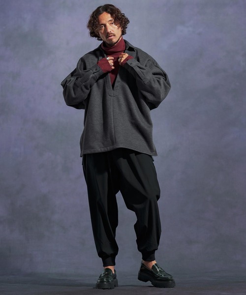 Jih Nunc（ジーヌンク）の「ms6172-ディープスキッパー起毛プルオーバーシャツ（シャツ/ブラウス・メンズ・グレー/ライトベージュ/ブラック・L/M/S）」の14枚目の写真