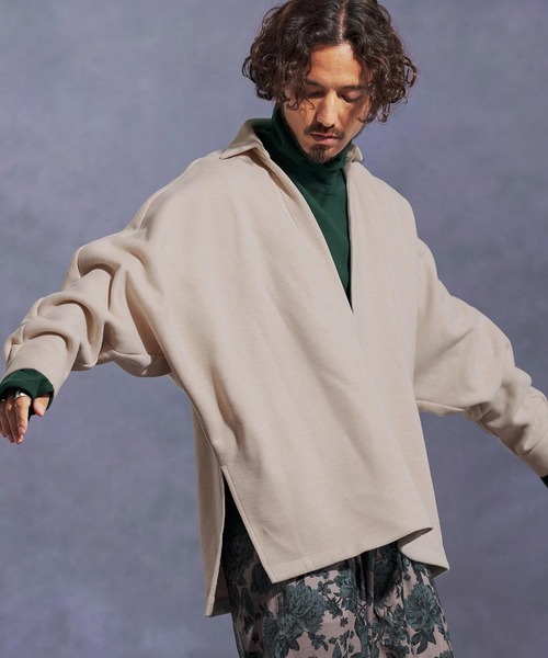 Jih Nunc（ジーヌンク）の「ms6172-ディープスキッパー起毛プルオーバーシャツ（シャツ/ブラウス・メンズ・グレー/ライトベージュ/ブラック・L/M/S）」の18枚目の写真