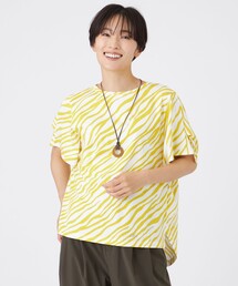 【ウォッシャブル】フローゼブラグリッタープリントカットソー