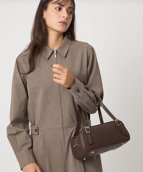 美品！オリーブグリーン ボストンバッグ retro_cylindrical_leather_bost