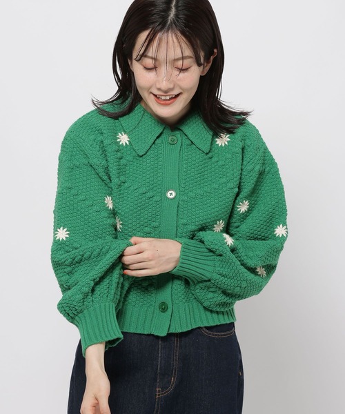 セール】フラワー刺繍ラクリルカーディガン（カーディガン/ボレロ