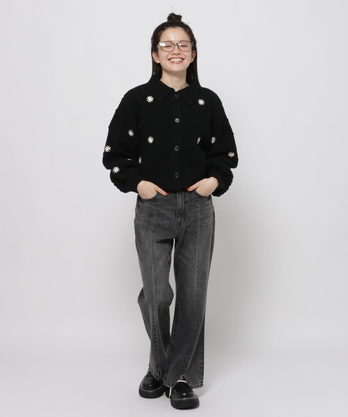 フラワー刺繍ラクリルカーディガン（カーディガン/ボレロ）｜niko and