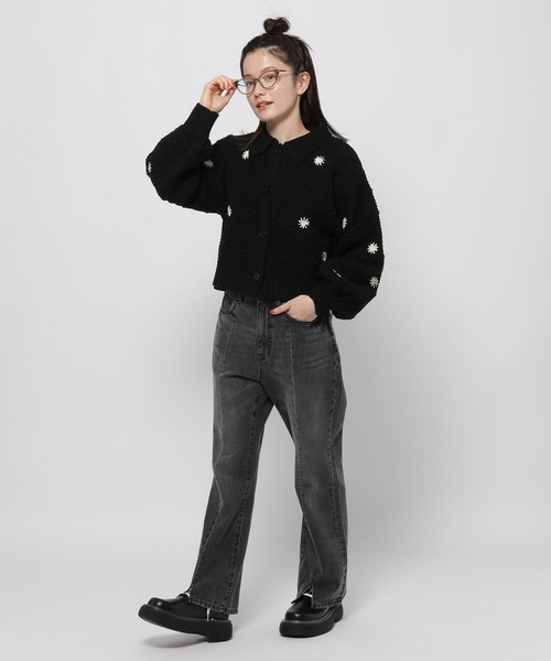 niko and...（ニコアンド）の「フラワー刺繍ラクリルカーディガン（カーディガン/ボレロ・レディース・ブラック/マスタード/グリーン・FREE）」の19枚目の写真