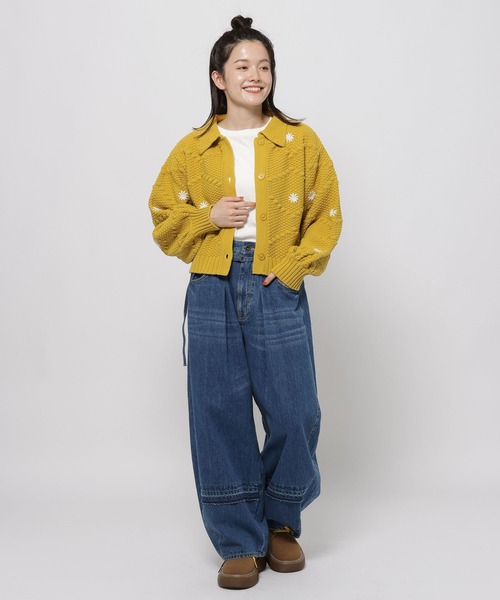 niko and...（ニコアンド）の「フラワー刺繍ラクリルカーディガン（カーディガン/ボレロ・レディース・ブラック/マスタード/グリーン・FREE）」の21枚目の写真