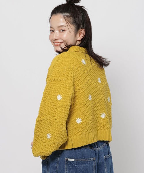 セール】フラワー刺繍ラクリルカーディガン（カーディガン/ボレロ