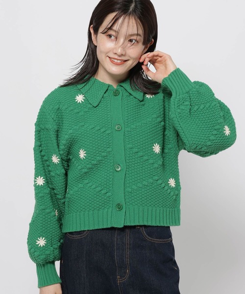 フラワー刺繍ラクリルカーディガン（カーディガン/ボレロ）｜niko and