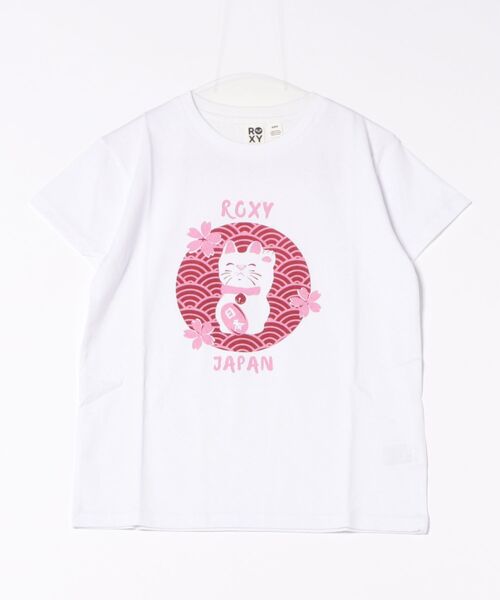 ROXY(ロキシー)の「MANEKI NEKO S/S TEE /ロキシーフロントプリント半袖Tシャツ(Tシャツ/カットソー・レディース・ブラック/ホワイト・LARGE/MEDIUM/SMALL)」の1枚目の写真