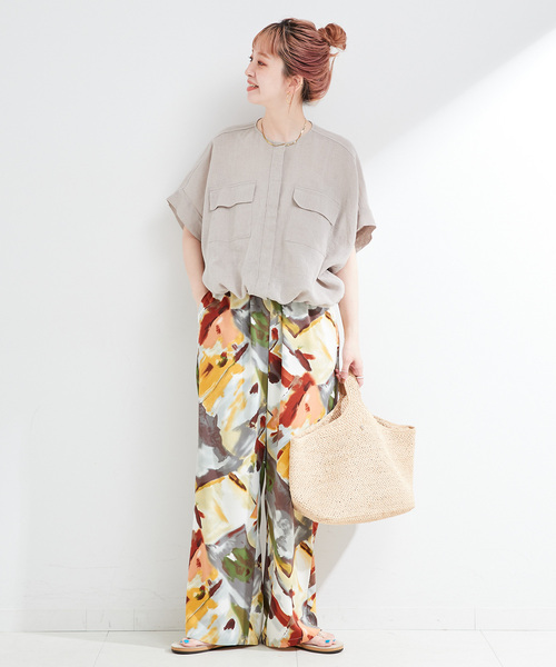 B.C STOCK(ベーセーストック)の「《追加》【WEB限定】手洗い可 / リネンブレンドメッシュSSドルマンブルゾン(その他アウター・レディース・ベージュ/ネイビー・FREE)」の4枚目の写真