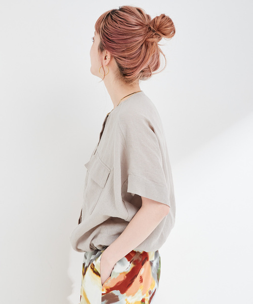 B.C STOCK(ベーセーストック)の「《追加》【WEB限定】手洗い可 / リネンブレンドメッシュSSドルマンブルゾン(その他アウター・レディース・ベージュ/ネイビー・FREE)」の9枚目の写真