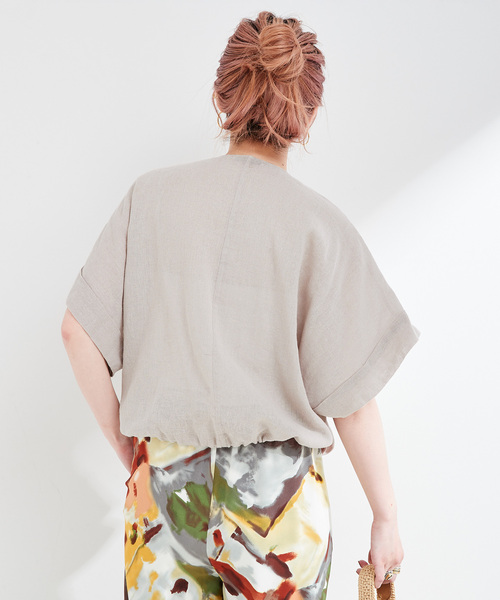 B.C STOCK(ベーセーストック)の「《追加》【WEB限定】手洗い可 / リネンブレンドメッシュSSドルマンブルゾン(その他アウター・レディース・ベージュ/ネイビー・FREE)」の10枚目の写真