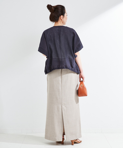 B.C STOCK(ベーセーストック)の「《追加》【WEB限定】手洗い可 / リネンブレンドメッシュSSドルマンブルゾン(その他アウター・レディース・ベージュ/ネイビー・FREE)」の13枚目の写真