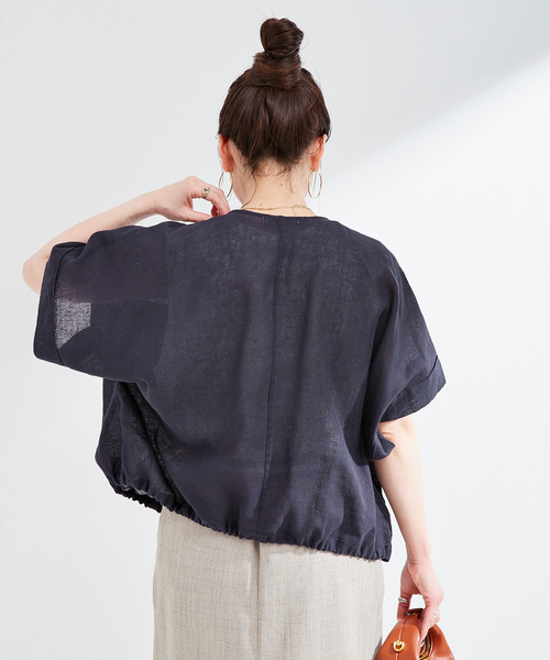 B.C STOCK(ベーセーストック)の「《追加》【WEB限定】手洗い可 / リネンブレンドメッシュSSドルマンブルゾン(その他アウター・レディース・ベージュ/ネイビー・FREE)」の17枚目の写真