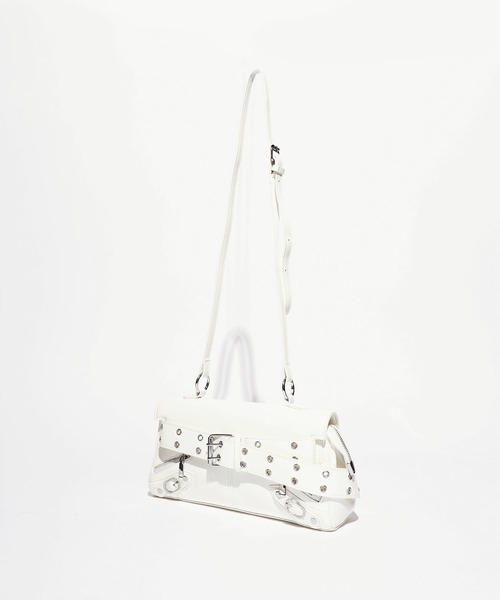 Chick（チック）の「Belt Design Shoulder Bag/ベルトデザインショルダーバッグ（ショルダーバッグ・レディース・シルバー/ブラック/ホワイト/レッド・FREE）」の7枚目の写真