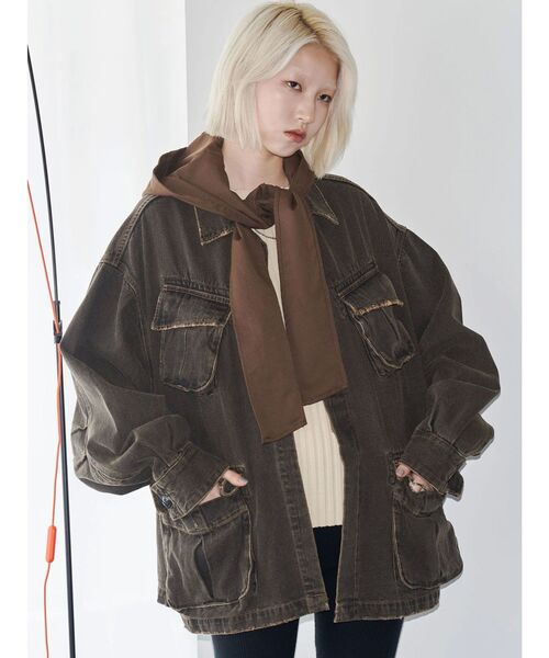 エモテ−タ1103MSAジャンク セール】【VEQUM】BOXY DENIM BZ（ブルゾン）｜EMODA（エモダ