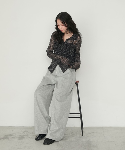 forksy.（フォルクシー）の「【forksy.】ルーズシルエットカットワイドカーブパンツ（スウェットパンツ・レディース・ブラウン/チャコール/杢グレー/ブラック・FREE）」の8枚目の写真