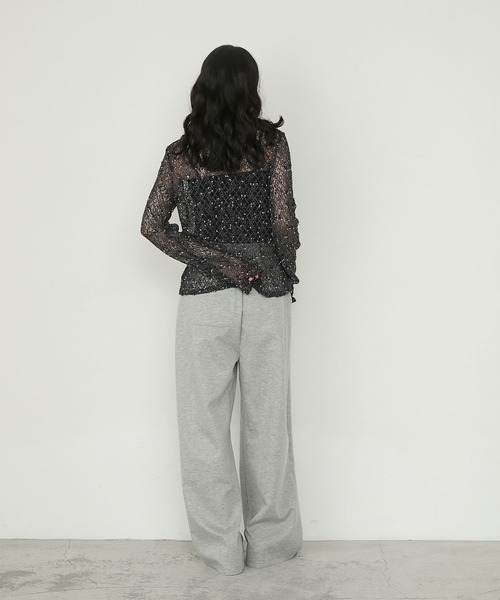 forksy.（フォルクシー）の「【forksy.】ルーズシルエットカットワイドカーブパンツ（スウェットパンツ・レディース・ブラウン/チャコール/杢グレー/ブラック・FREE）」の11枚目の写真