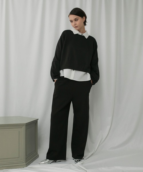 forksy.（フォルクシー）の「【forksy.】ルーズシルエットカットワイドカーブパンツ（スウェットパンツ・レディース・ブラウン/チャコール/杢グレー/ブラック・FREE）」の13枚目の写真