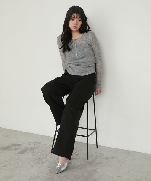 forksy.（フォルクシー）の「【forksy.】ルーズシルエットカットワイドカーブパンツ（スウェットパンツ・レディース・ブラウン/チャコール/杢グレー/ブラック・FREE）」の21枚目の写真