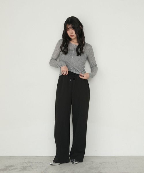 forksy.（フォルクシー）の「【forksy.】ルーズシルエットカットワイドカーブパンツ（スウェットパンツ・レディース・ブラウン/チャコール/杢グレー/ブラック・FREE）」の22枚目の写真