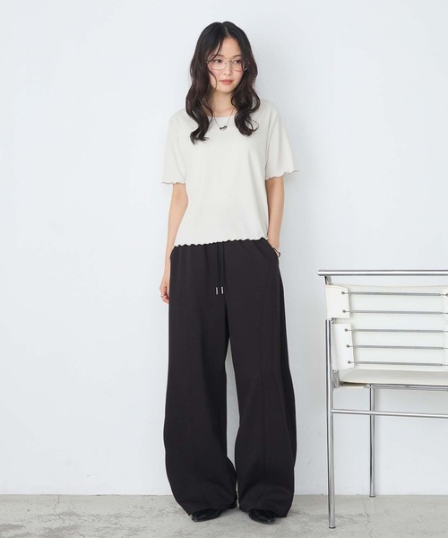 forksy.(フォルクシー)の「【forksy.】ルーズシルエットカットワイドカーブパンツ(スウェットパンツ・レディース・ブラウン/チャコール/杢グレー/ブラック・FREE)」の15枚目の写真
