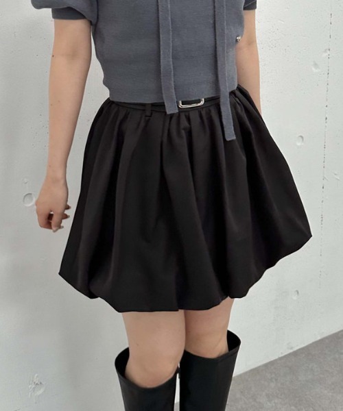 archives（アルシーヴ）の「ベルト付きバルーンミニスカート（スカート・レディース・ベージュ/ブラック・MEDIUM）」の2枚目の写真