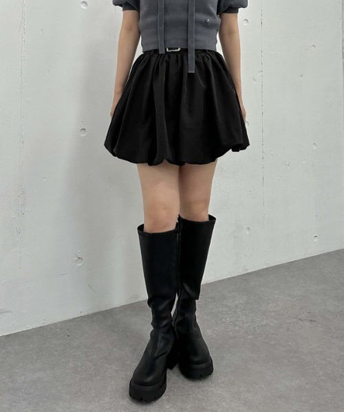 archives（アルシーヴ）の「ベルト付きバルーンミニスカート（スカート・レディース・ベージュ/ブラック・MEDIUM）」の14枚目の写真