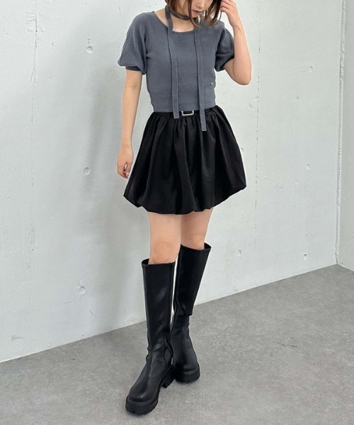 archives（アルシーヴ）の「ベルト付きバルーンミニスカート（スカート・レディース・ベージュ/ブラック・MEDIUM）」の21枚目の写真