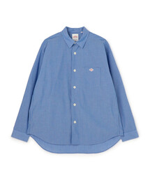 ダントン　DANTON シャツ　半袖　ブルー　コットン　丸襟　34 danto-dt-b0345sca_1.jpg