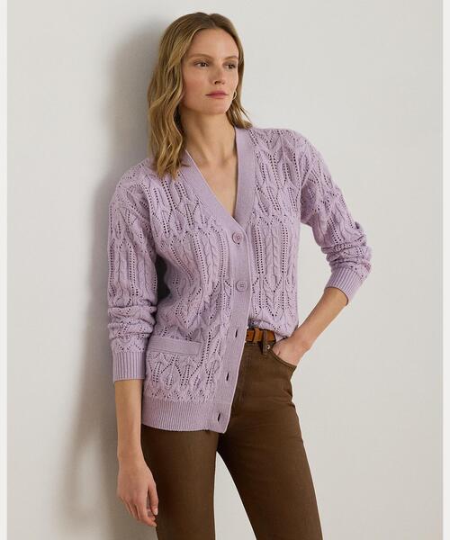 セール】ポインテール ウールブレンド Vネック カーディガン