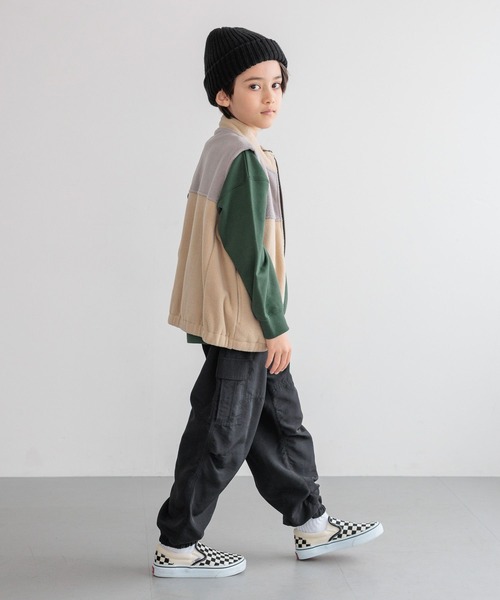 BAYFLOW（ベイフロー）の「[ウエスト調整可☆通学にも♪]ワイドカーゴパンツ(KIDS)（カーゴパンツ・キッズ・カーキ/ブラック/ラベンダー・150cm/140cm/130cm/120cm/110cm）」の4枚目の写真