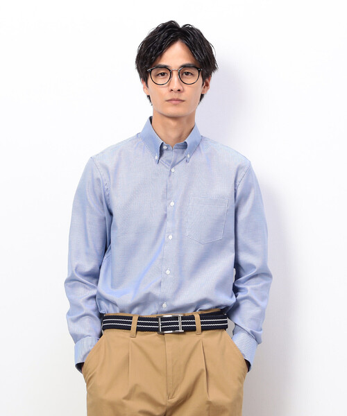 COMME CA ISM（コムサイズム）の「コンパクト千鳥柄 釦ダウンドレスシャツ（シャツ/ブラウス・メンズ・ブルー/グレー・SMALL/MEDIUM/LARGE/X-LARGE）」の3枚目の写真