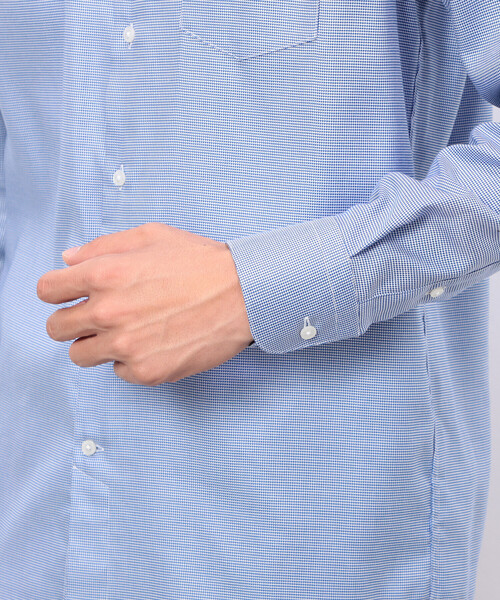 COMME CA ISM（コムサイズム）の「コンパクト千鳥柄 釦ダウンドレスシャツ（シャツ/ブラウス・メンズ・ブルー/グレー・SMALL/MEDIUM/LARGE/X-LARGE）」の16枚目の写真
